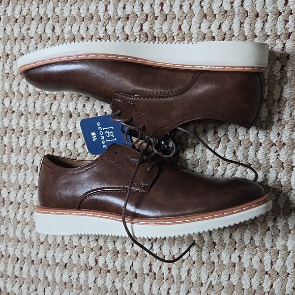 George Memory Foam Kradinn Dress Oxford Size 8.5 Dark Brown Shoes - Picture 3 of 3